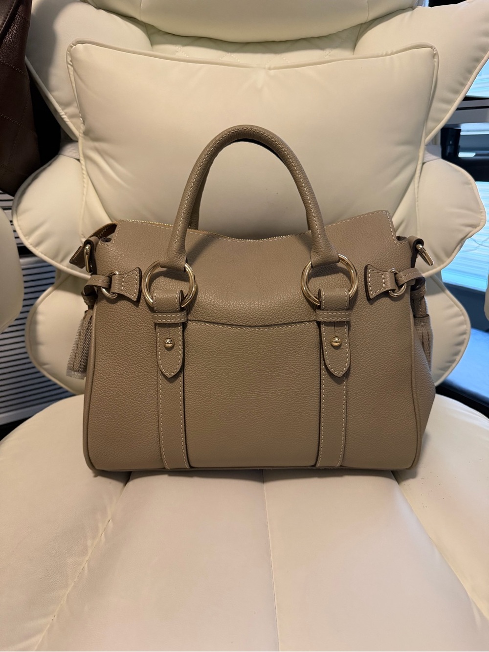 Dooney & Bourke Taupe Satchel 30 - Picture 3 of 5
